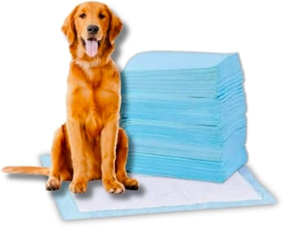 PET TRAINNING DISPOSABLE PEE PADS FOR ALL DOGS. LEAK-PROOF, PROTEC WITH ODOR CONTROL, 6 layer system that locks in moisture and prevents leaks, Neutralizes pet odors. LARGE size. 20 count, 60cm X 90cm