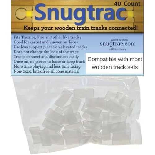 Sure Trac Wooden Train Track Fasteners for Wooden Railroad Set | Holds Wood Tracks Together | Set Accessories | Train Table Toddler Train Set Track Supports | for Wood Train Table |40ct