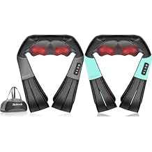 Nekteck 2 Piece Shiatsu Neck and Back Massager with Soothing Heat and One Storage Bag