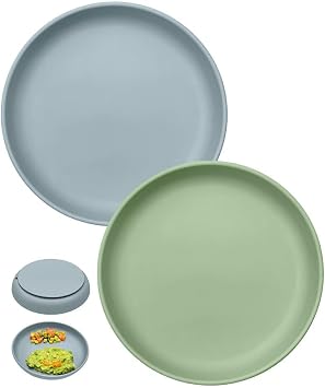 Classic Toddler Plates with Suction 2 Pcs, BPA Free Silicone Baby Suction Plates, Stick Dinner Dishes for Baby Toddler Kids, Dishwasher Safe, Stackable