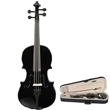 Acoustic Violin, Solid Wood Fiddle with Bow Case Rosin, Stringed Musical Instrument Violin for Beginner (1/4, Black)