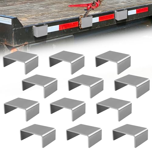 12 Pcs Heavy Duty Weld On Trailer Stake Pockets | Raw Steel Weld-On Design for 2 x 4 Wood Stakes | Stake Pocket Anchors for Flatbed Trailers and Trucks