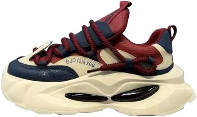 Chunky Sneakers Men's Fashion Sneakers Leather Lace Up Chunky Sneakers Men Platform Casual Non Slip Round Toe Driving Walking Jogging Tennis Training Shoes