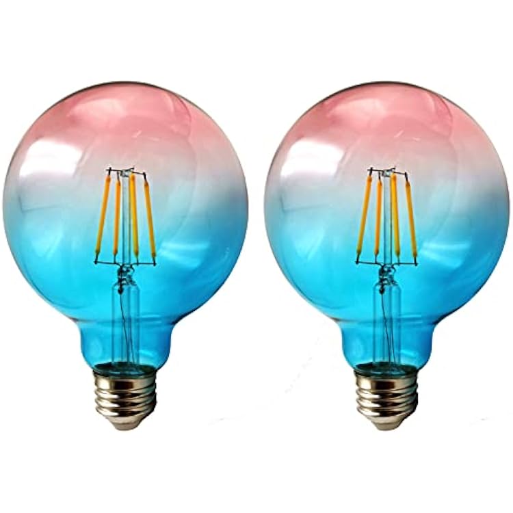 Vintage LED Light Bulbs Round Edison Bulbs 2-Pack, E26 Base,6W=60W Tungsten Bulb,2700K Warm Light Eye Protection ,No Flicker,for Decorative Lighting in Restaurants,Bars,Hotels,Rooms