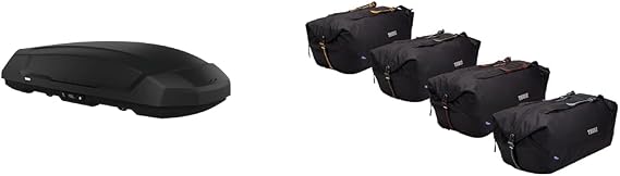 Thule Force 3 16 cu ft Roof Mounted Cargo Box with Dual-Side Opening & GoPack Duffel Set Bundle for SUVs, Cars & Trucks
