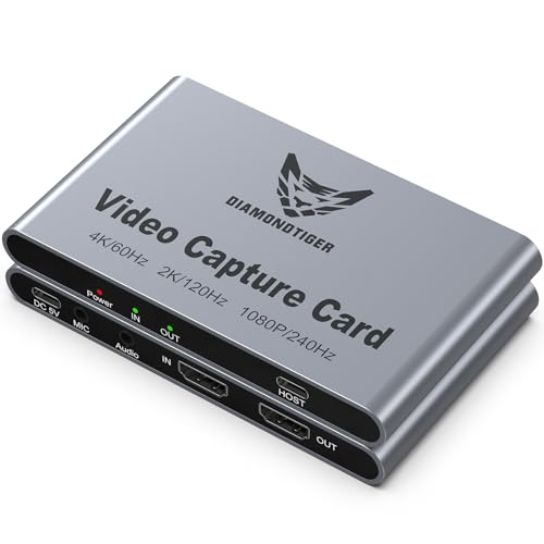 HDMI Capture Card for Streaming and Recording - 4K@60HZ, 1080P@240HZ,HDR VRR Passthrough Near-Zero Latency Video Capture Card for PS5, Xbox Series XS, Nintendo in OBSTM, Twitch,YouTube
