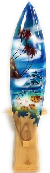 Surfboard w/Stand Island Sealife Design 12" - Trophy | #lea03c30