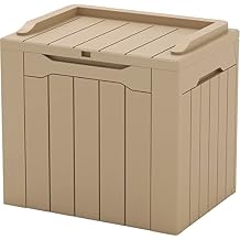 Patiowell 30 Gallon Resin Deck Box, Outdoor Storage Box for Patio Furniture, Deliveries, Pool Supplies,Waterproof and Lockable, Light Brown