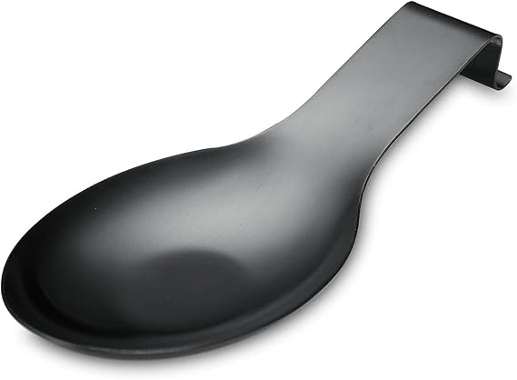 Matte Black Spoon Rest, Stainless Steel Spoon Holder for Stove Top, kitchen utensils Holder for Ladles, Tongs, Spatula, Stove Spoon Holder, Pot Lid Holder, Dishwasher Safe (1PC-9.5 Inch)