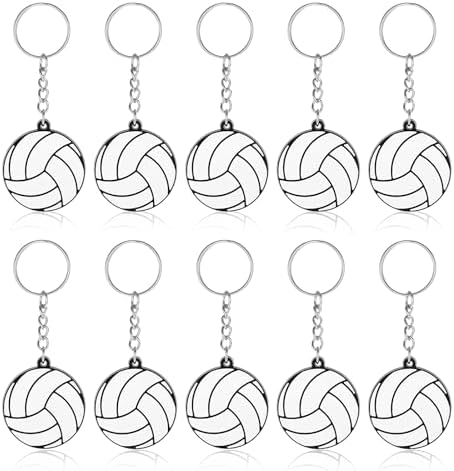 10 Pcs Volleyball Keychain, Volleyball Luggage Tags for Travel Suitcases Labels with Metal Ring, Volleyballs Volleyballs Key Chain Bulk for Team Sport Lovers Ball Lovers