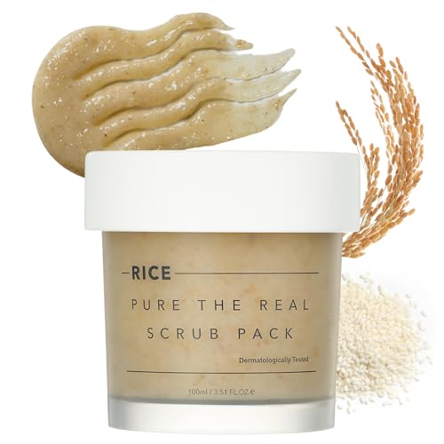 THANKYOU FARMER Rice Pure The Real Scrub Pack, Korean Facial Scrub, Vegan, Self-heating Formula, Special Home-spa, Gentle Exfoliating Face Scrub, Dermatologist Tested, 3.51 fl.oz 100ml