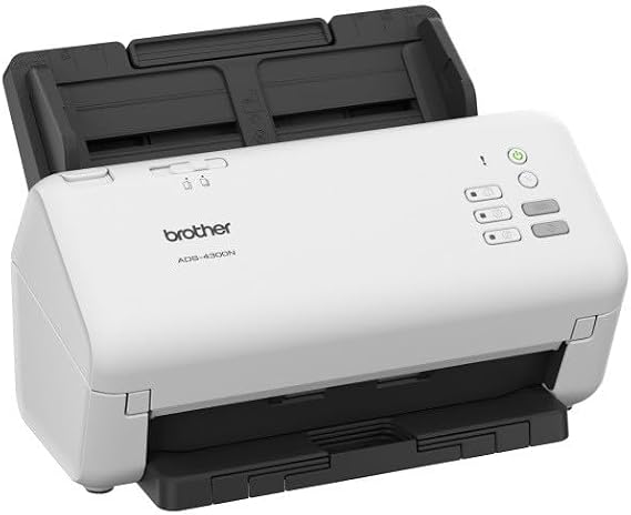 Brother ADS-4300N, Professional Document Scanner with USB and LAN, Duplex Scan, Hot Keys, White, ADS4300NRE1