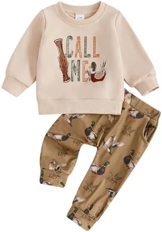 Toddler Boy Boy Hunting Outfit Mallard Duck Sweatshirt Top Jogger Pants Set 2Pcs Fall Winter Duck Hunting Clothes