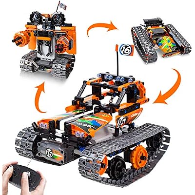 3-in-1 STEM Remote Control Building Kits - Tracked CarRobotTank - 2.4Ghz Rechargeable RC Racer Toy Set Gift for 8-12 14 Year Old Boys and Girls Best Engineering Science Learning Kit for Kids 392pcs
