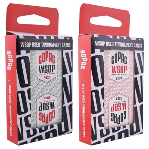 Copag Used WSOP 2024 Tournament Played 100% Plastic Playing Cards - Narrow Size Bridge BlackRed Double Deck Set Standard Index