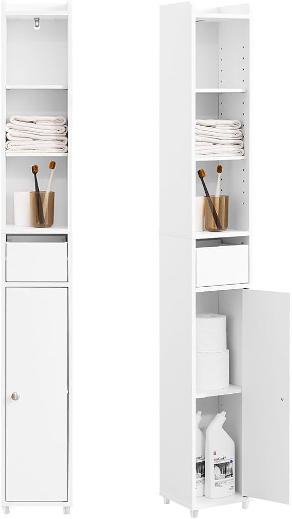 SoBuy Small Bathroom Storage Cabinet, Multi Size, White