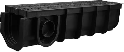 Heavy Duty Shaped Trench Drain System Resin Plastic Grate Internal Channel Black for Outdoor Garage and Garden Drainage