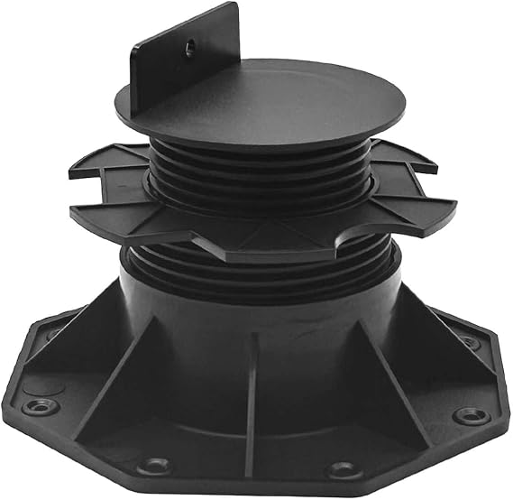 Nicoman Adjustable Deck Support Pedestal, Black, Plastic, for Elevated Decking and Joist Systems (Deck Pedestal - 10 Pack, 60-140mm)