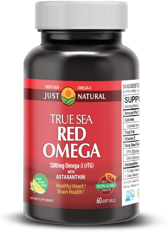 NANOWELL Red Omega-3 Fish Oil 1714mg Omega 3 Supplement with Astaxanthin, Vitamin E, EPA & DHA - 60 Softgels