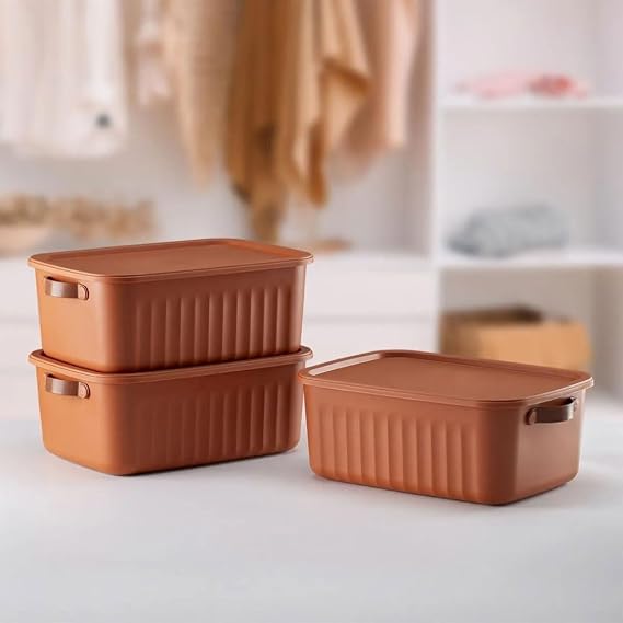 Deconox 1 Adet Düzenleyici Kapaklı Kutu, Dekoratif Saklama Kutusu, Organizer (35cm*25cm*14cm) KİREMİT 10 LİTRE