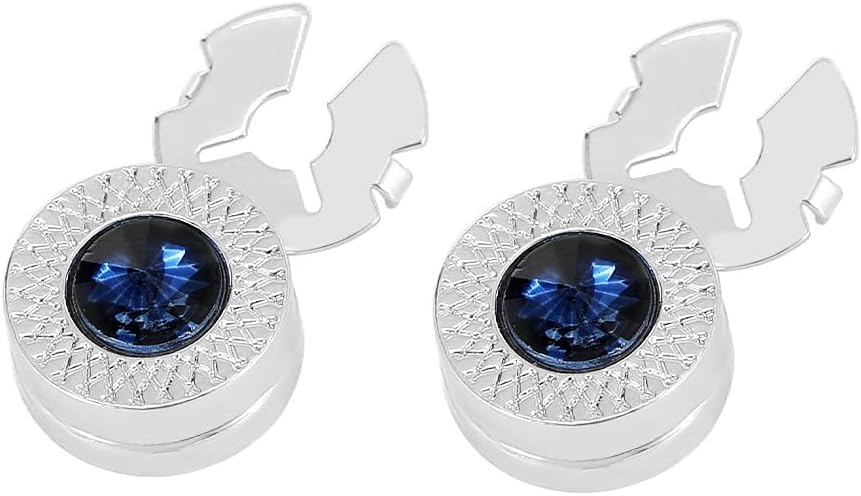 Button Covers for Men Crystal Flat Round Button Cuffs Cufflinks for Wedding and Formal Event Accessories