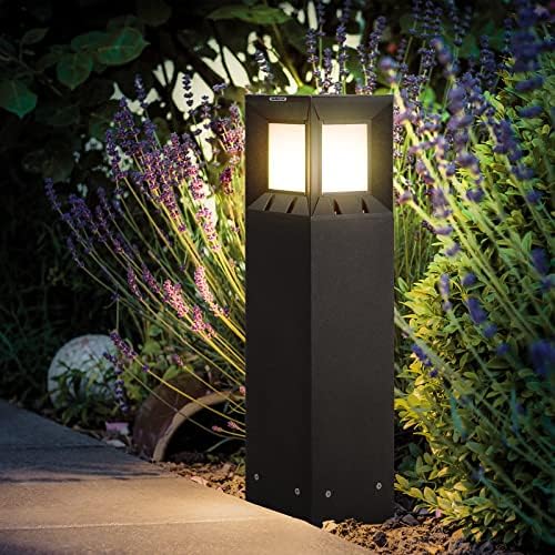 Solar Landscape Path Light with IP54 Waterproof Luxury 3000K LED Lighting, 32 Inches Modern Outdoor Bollard Lighting for Lawn, Patio, Courtyard and Driveway Decoration
