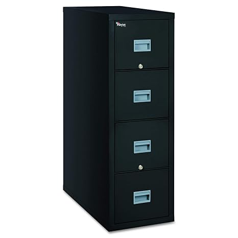 Turtle Fireproof File Cabinet, 4 Drawers, Letter File Size, 52.75in H x 17.75in W x 31.5in D, Black, Made in the USA
