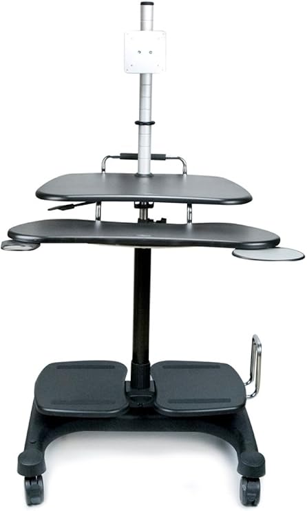 Aidata LDC003P Sit/Stand Mobile PC Workstation with Gas Cylinder Pole / High Impact ABS Plastic (Black) / LCD/LED Monitor Mount