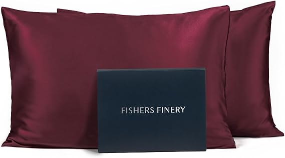Fishers Finery 25mm 100% Pure Mulberry Silk Pillowcase Good Housekeeping Winner Red Standard 2 Pack