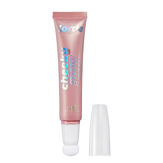 Lottie London Cheeky Glow in Rose Bubbles, Liquid Blush & Sheer Highlighter, Buildable Formula Infused with Hyaluronic Acid, Vegan & Cruelty-free