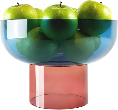Cloudnola Reversible Decorative Glass Bowl, Blue and Pink, 12 dia x 8, For Entertaining, Fruit Bowl, Centerpiece Bowl, Ideal Gift for Weddings, Birthday, Anniversary or Any Occasion