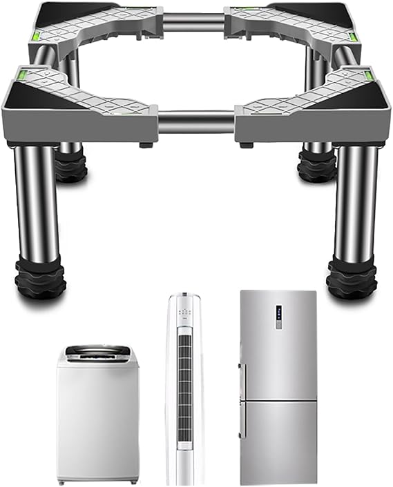 Adjustable Washing Machine Stand, Multi-Functional Adjustable Base Length/width 45-65cm Height 29-32cm Load 200kg Extendable Appliance Base for Wave Washing Machine Fridge 4 Strong Feet 25cm Gray