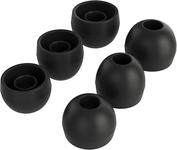Replacement Earbud Tips [3 Pairs] Rubber Gel Ear Tips for in-Ear Headphones, Earbuds, Black