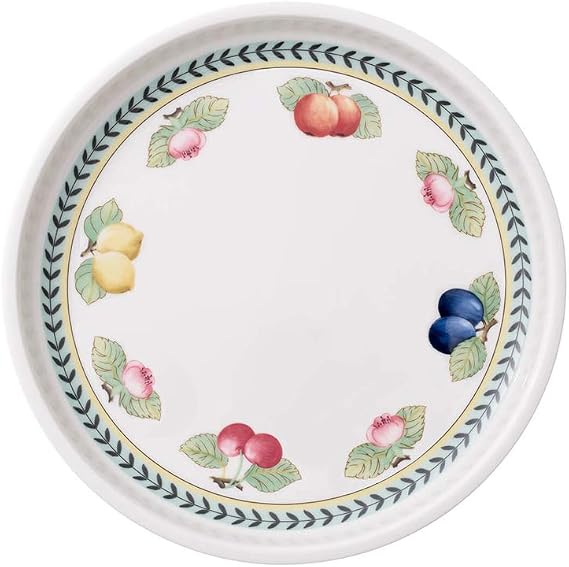 Villeroy & Boch French Garden Baking Round Serving Plate/Lid, 10.25 in, Premium Porcelain, White/Colorful