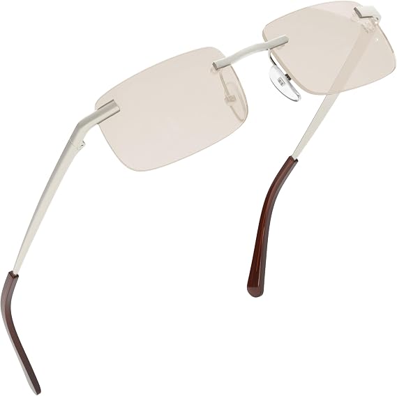 grinderPUNCH Small Slim 90's Popular Nineties Rectangular Sunglasses Clear Rimless Eyewear