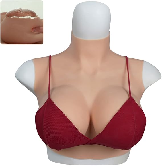 4th Generation Silicone Breast Forms With Silicone Filled Breast Little Drop Look Natural and Touch Realistic (E Cup, Ivory White)