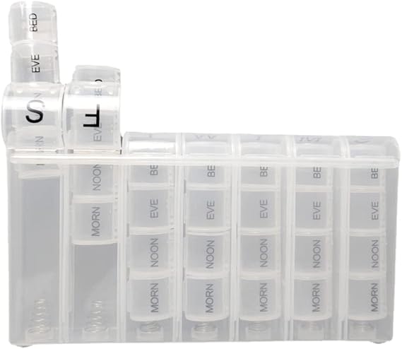 Portable Pill Organizer Weekly, 4 Times One Day Pill Box 7 Days