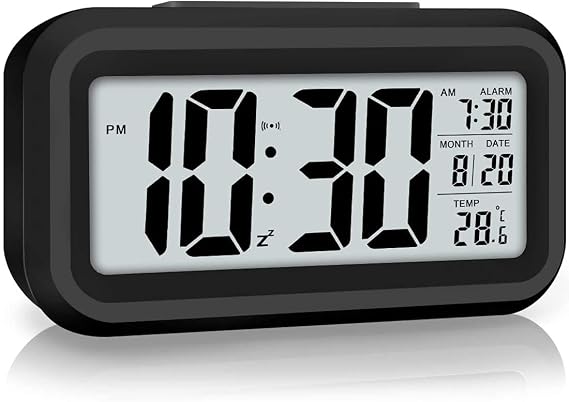 Digital Alarm Clock, Alarm Clock for Bedroom with Night Light, Indoor Temperature, Large LED Display, Battery Operated, Gifts for Adult Kids Birthday, Student Gift