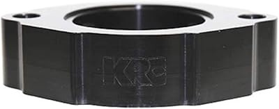 KRC Power Steering Water Neck Spacer, 1 in Thick, Two 38 in NPT Female Ports, O-Ring Seal, Aluminum, Black Anodize, Chevy V8, Each 15375000