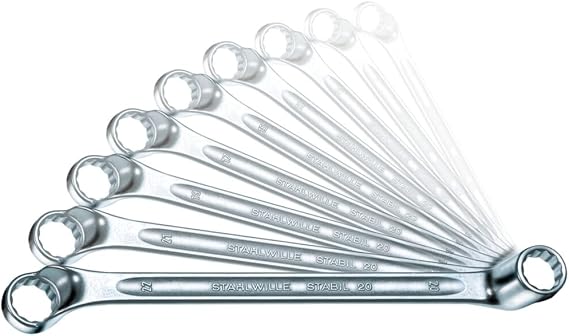 Stahlwille 96414402 Double Ended Ring Wrench with Offset Heads, Chrome Alloy Steel, Chrome Plated, Has Anti Slip Drive Profile, Set of 6
