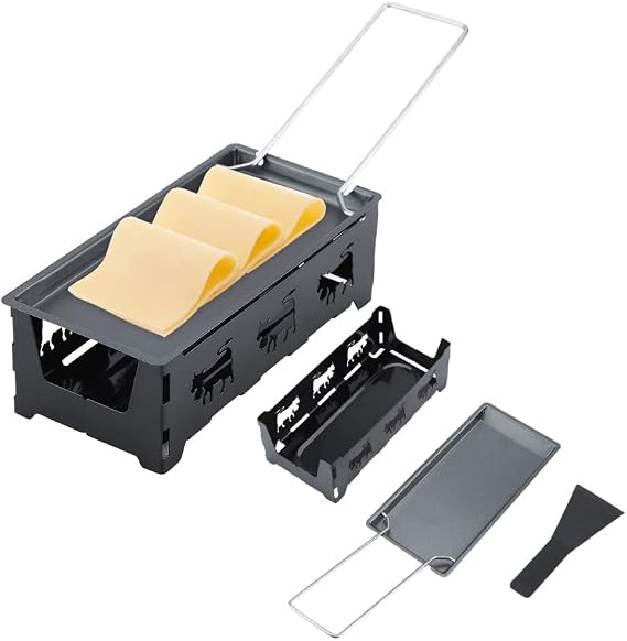 Mini Cheese Raclette, Portable Foldable Non-Stick Raclette Grill, Candlelight Cheese Melter Pan, with Spatula