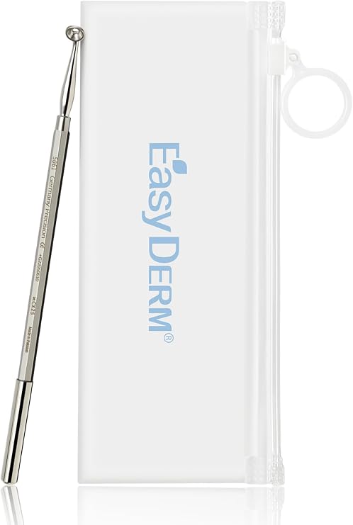 EasyDerm 2-in-1 Dual-Tip Pimple Popper Tool - Acne Extractor for Clear Skin