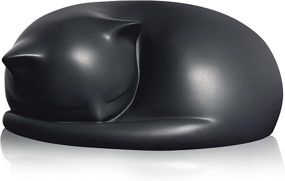 Cat Urn, Sleeping Resin Cremation Pet Urns for Cat Ashes, Black