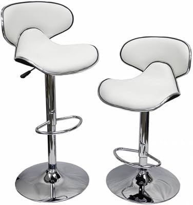 2 PU Leather Modern Adjustable Swivel Hydraulic Chair Bar Stools, White