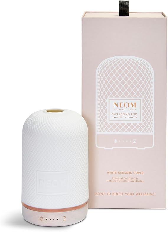 NEOM Essential Oil Diffuser for Home | Wellbeing Aromatherapy Diffusers | Ceramic Cover, LED Light & Timer | Best for Medium Spaces | Plug in Diffuser for Essential Oils | Home Fragrance
