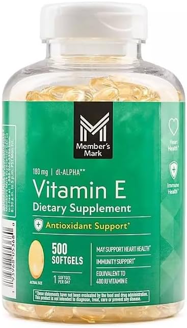 Vitamin E Softgels, 180 mg, 500 ct.