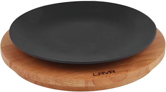 Lava Döküm Yuvarlak Tabak, Çap 25, Ahşap Altlıklı - LV AS 170