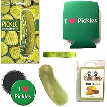 Relish The Dill Pickle Sampler Gift Pack (6pc Set) - Air Freshener, Soap, Wristband, Can Cooler Insulator, Magnet & Stress Pickle