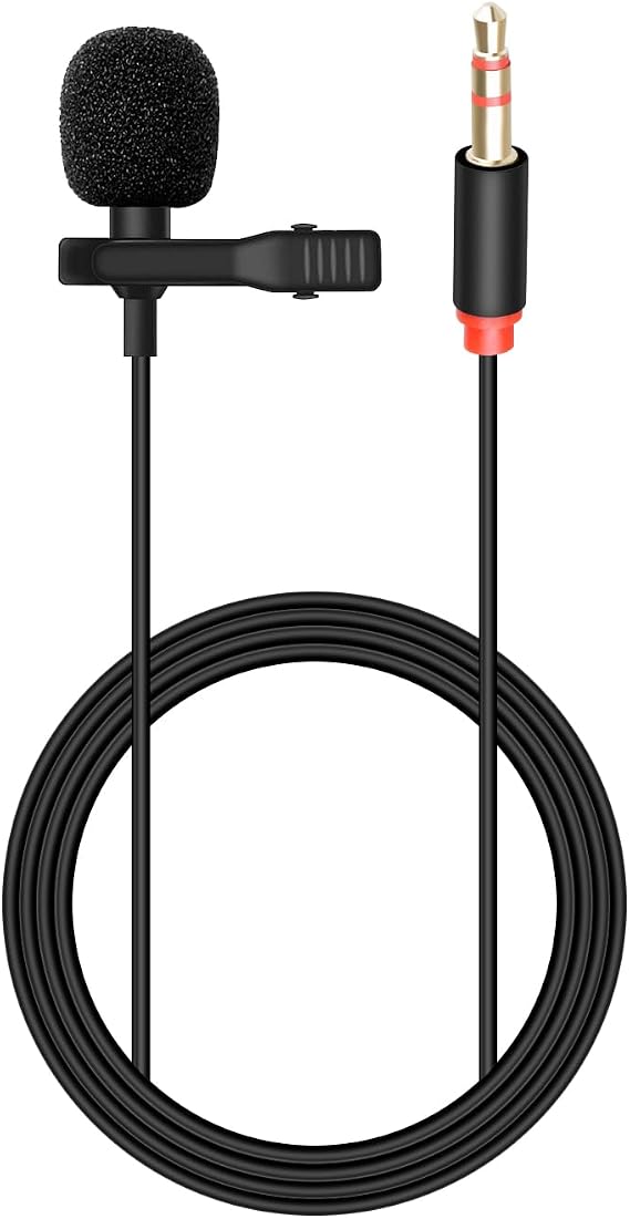 TRS Lavalier Lapel Microphone,3.5MM 3 Pole Male Lavalier Microphone for D/JI Mic,Voice Amplifier,Teachers,Speakers,Coaches,Presentations,Live StreamingLaptop,Compatible PC,Mac(1.5M)