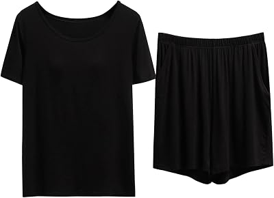 Women Solid Sleepwear Suit With Chest Pad Bra Underwear Short Sleeved T Shirt Top And Pants Thin Of Home Wear Set
